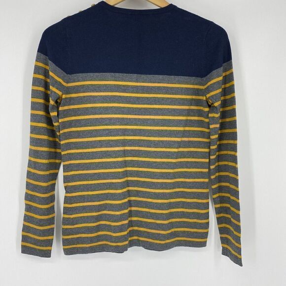 J McLaughlin Sweater Size Small Womens Navy Gray Yellow Knit Striped Color Block - Picture 5 of 7
